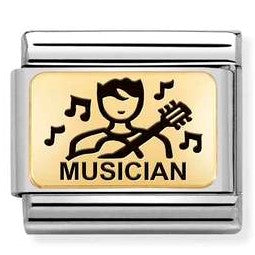 Nomination Classic Link with Musician Symbol in Yellow Gold Tone