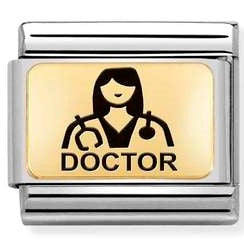 Nomination Classic Link with Female Doctor Symbol in Yellow Gold Tone
