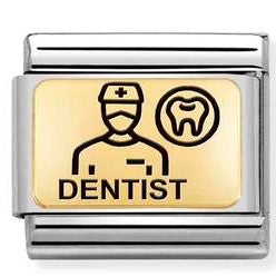 Nomination Classic Link with Dentist Symbol in Yellow Gold Tone