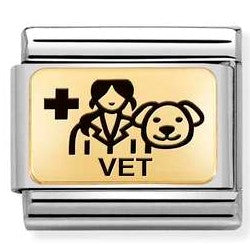 Nomination Classic Link with Vet Symbol in Yellow Gold Tone