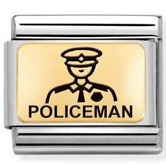 Nomination Classic Link with Policeman Symbol in Yellow Gold Tone