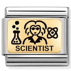 Nomination Classic Link with Scientist Symbol in Yellow Gold Tone