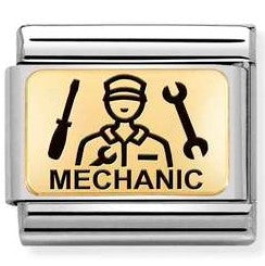 Nomination Classic Link with Mechanic Symbol in Yellow Gold Tone
