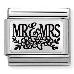 Nomination Classic Link with 'Mr & Mrs' Flower