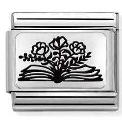 Nomination Classic Link with Book & Flowers