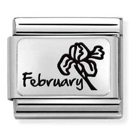 Nomination Classic Link with 'February' & Flower