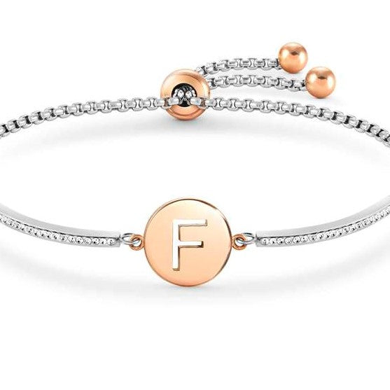 Nomination Milleluci Bracelet with Letter ‘F’ in Rose Gold Tone