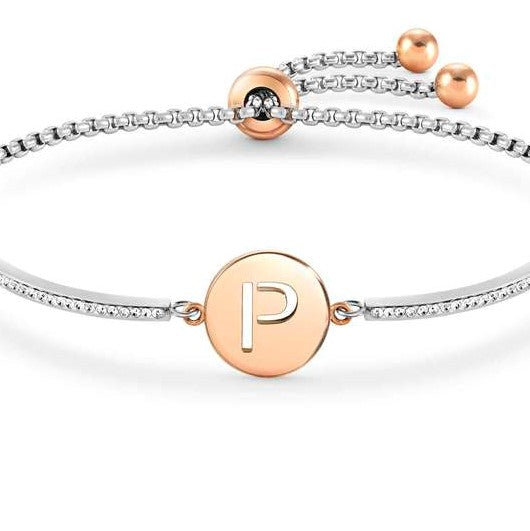 Nomination Milleluci Bracelet with Letter ‘P’ in Rose Gold Tone
