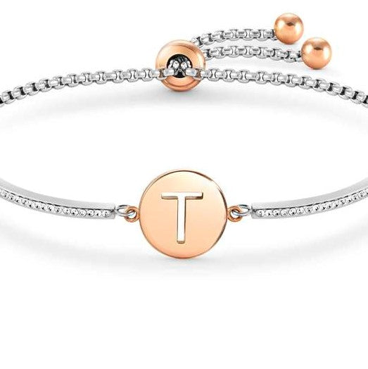 Load image into Gallery viewer, Nomination Milleluci Bracelet with Letter ‘T’ in Rose Gold Tone
