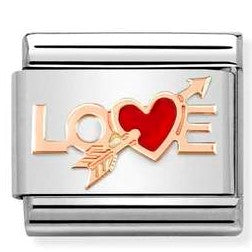 Nomination Classic Link with 'LOVE' Heart Arrow in Rose Gold Tone