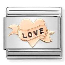 Nomination Classic Link with 'LOVE' Heart in Rose Gold Tone