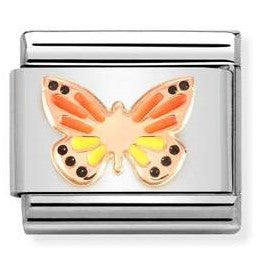 Nomination Classic Link with Rainbow Butterfly in Rose Gold Tone