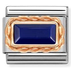 Nomination Classic Link with Baguette Lapis Lazuli in Rose Gold Tone