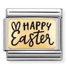 Nomination Classic Link with 'Happy Easter' in Yellow Gold Tone