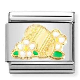 Nomination Classic Link with Easter Egg & Flowers in Yellow Gold Tone