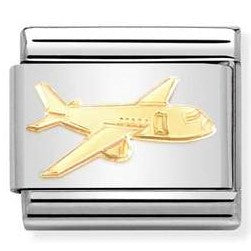 Nomination Classic Link with Aeroplane in Yellow Gold Tone