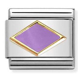 Nomination Classic Link with Enamel Lilac Rhombus in Yellow Gold Tone