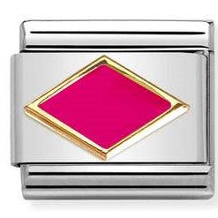 Nomination Classic Link with Enamel Fuchsia Rhombus in Yellow Gold Tone