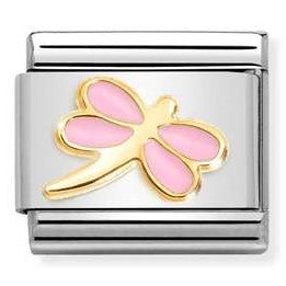 Load image into Gallery viewer, Nomination Classic Link with Pink Dragonfly in Yellow Gold Tone

