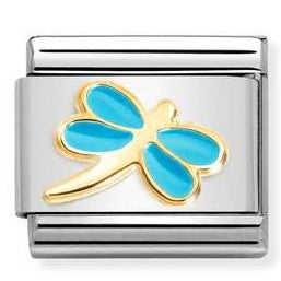 Nomination Classic Link with Turquoise Dragonfly in Yellow Gold Tone