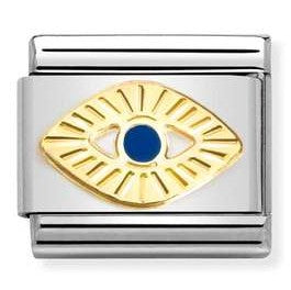Nomination Classic Link Eye Of God with Blue Enamel and Etched Detail