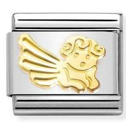 Nomination Classic Link with Etched Detail Angel in Yellow Gold Tone