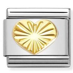 Nomination Classic Link with Etched Detail Heart in Yellow Gold Tone