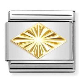 Nomination Classic Link with Etched Detail Rhombus in Yellow Gold Tone