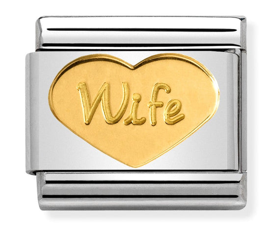 Load image into Gallery viewer, Nomination Classic Link with &amp;#39;Wife&amp;#39; Heart in Yellow Gold Tone
