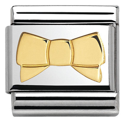 Nomination Classic Link with Glitter Nights Bow in Yellow Gold Tone