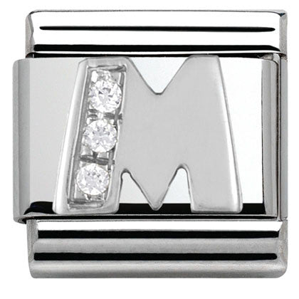 Nomination Classic Link with CZ Letter 'M'
