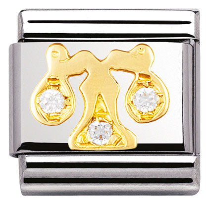 Nomination Classic Link with CZ Libra Symbol in Yellow Gold Tone