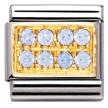 Nomination Classic Link with CZ Light Blue Pave in Yellow Gold Tone