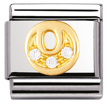 Nomination Classic Link with CZ Letter 'O' in Yellow Gold Tone