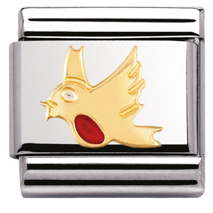 Nomination Classic Link with Enamel Robin in Yellow Gold Tone