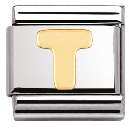 Nomination Classic Link with Letter 'T' in Yellow Gold Tone 030101/20