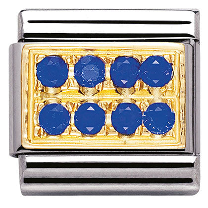 Nomination Classic Link with CZ Blue Pave in Yellow Gold Tone