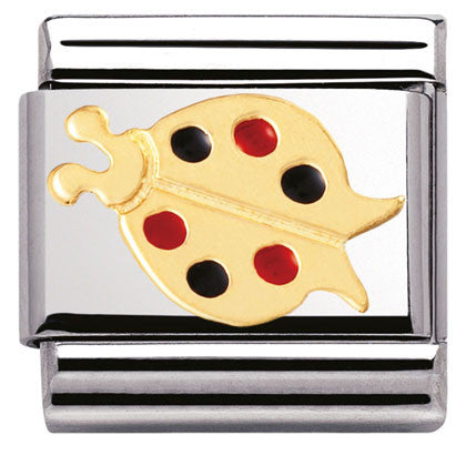 Nomination Classic Link with Enamel Red & Black Ladybird in Yellow Gold Tone