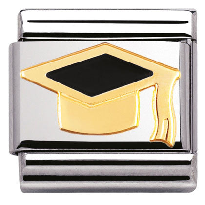 Nomination Classic Link with Enamel Graduation Hat in Yellow Gold Tone