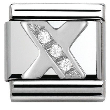 Nomination Classic Link with CZ Letter 'X'