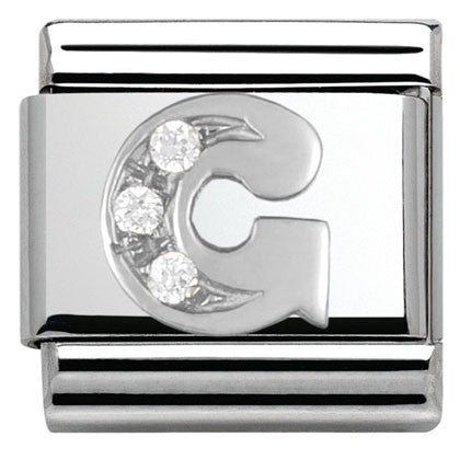 Nomination Classic Link with CZ Letter 'G'