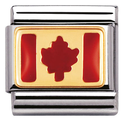 Nomination Classic Link with Enamel Canada Flag in Yellow Gold Tone
