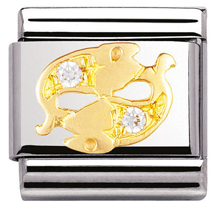 Nomination Classic Link with CZ Pisces Symbol in Yellow Gold Tone