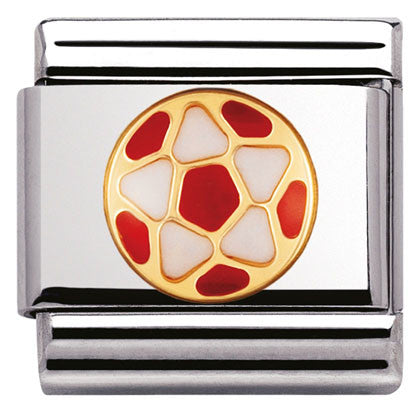 Nomination Classic Link with Enamel Red & White Football in Yellow Gold Tone