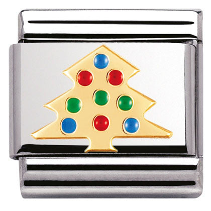 Load image into Gallery viewer, Nomination Classic Link with Enamel Christmas Tree in Yellow Gold Tone
