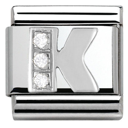 Nomination Classic Link with CZ Letter 'K'