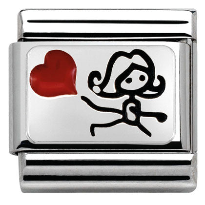 Nomination Classic Link with Girl & Heart Balloon