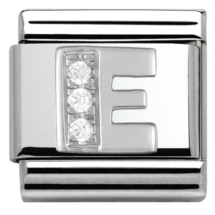 Nomination Classic Link with CZ Letter 'E'