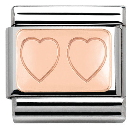 Nomination Classic Link with Double Heart in Rose Gold Tone