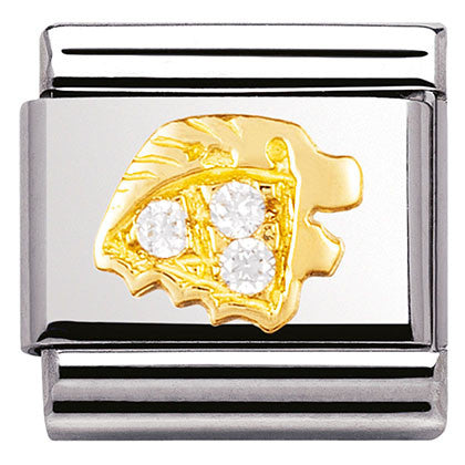 Nomination Classic Link with CZ Leo Symbol in Yellow Gold Tone